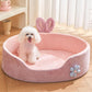Cute Princess Dog Bed Pink Pet Bed Detachable Washable Dog Sleeping Bed Rabbit Ear Calming Dog And Cat Bed Soft Comfortable Warm Cat Bed For Small Medium Sized Breed Four Seasons
