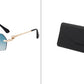 Frameless Trimming Leopard Temple Men Retro Square Frame Driving Sunglasses