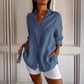 Lapel Long Sleeve Shirt Women's Single-breasted Pleated Shirt