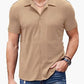 Casual Collar Short Sleeve  Polo Shirt With Button Men's Cotton Blend Shirt