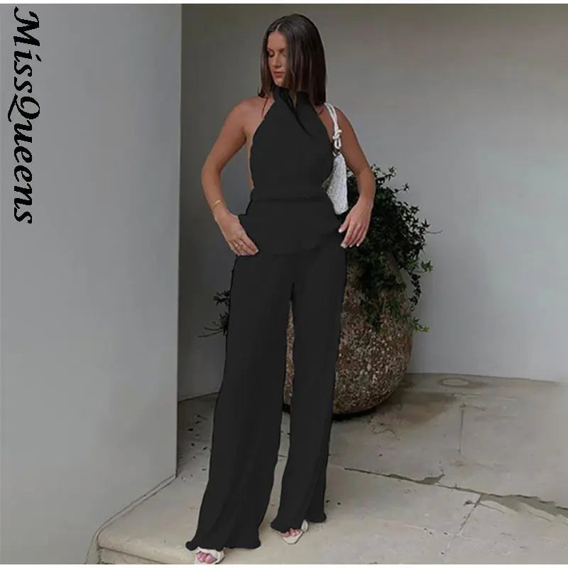 Trouser Suit Spring Elegant Wide Leg Pants