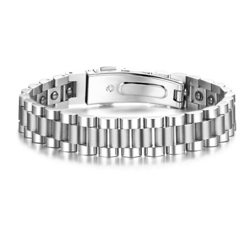 Couple's Watchband Buckle Haematite Magnet Titanium Steel Bracelet