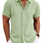 Men's Solid Color Loose Linen Short-sleeved T-shirt