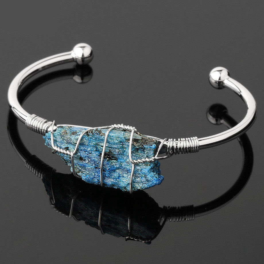 Gold-plated winding amorphous crystal bracelet
