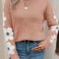 Flower Round Neck Long Sleeve Sweater