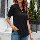 Polo Shirt Button Down Neck Puff Sleeve Loose T Shirt Shirt