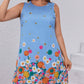 Women's Fashion Color Contrast Patchwork Skirt Plant Print Short Sleeve Dress