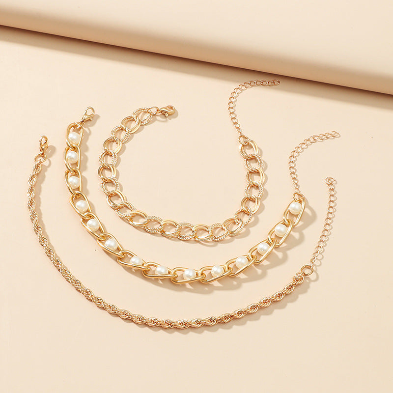 Simple Temperament Personality Trend Pearl 3-piece Bracelet