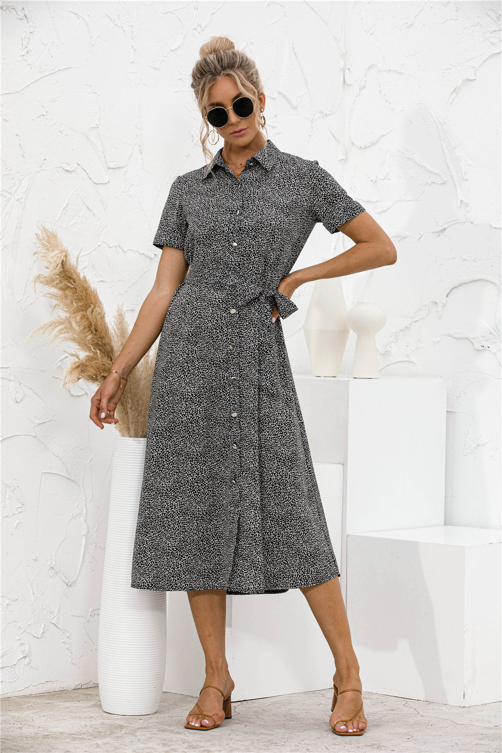 Ladies Shirt Collar Shirt Dress Elegant And Fashionable