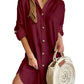 Autumn Leisure Long Sleeve Lapel Button Shirt Dress Womens Clothing