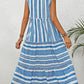 Perfee Frill Printed Notched Sleeveless Dress
