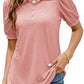Polo Shirt Button Down Neck Puff Sleeve Loose T Shirt Shirt