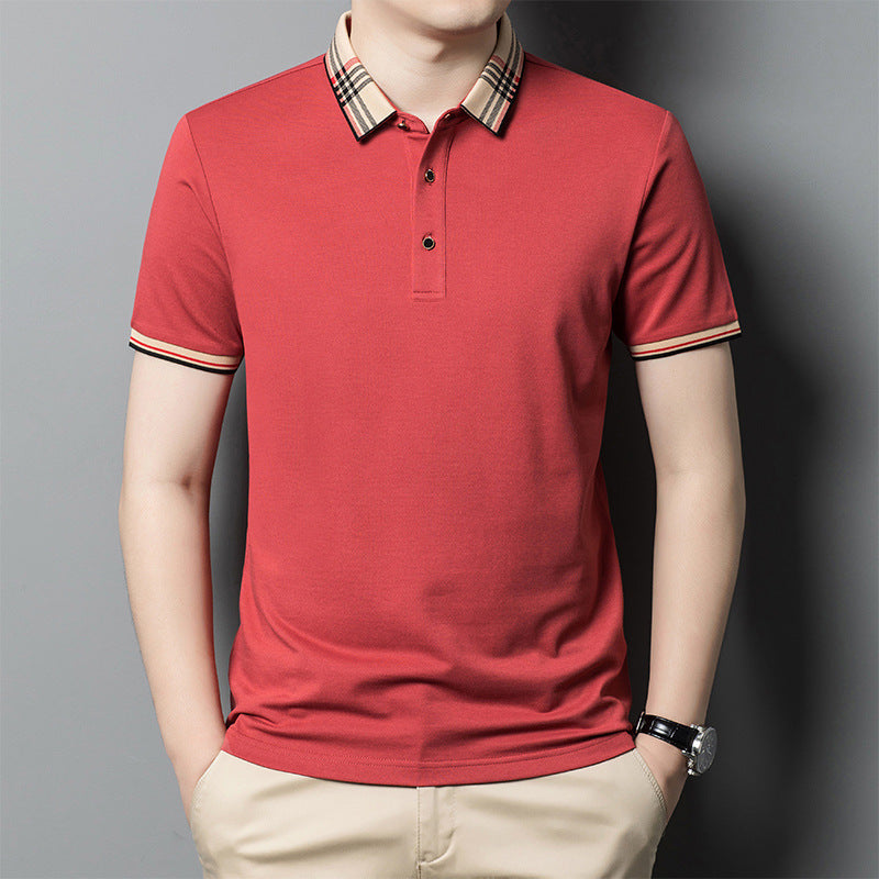 Summer Long-staple Cotton High-end Polo Shirt Men's Business Ice Silk Lapel T-shirt Top