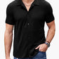 Casual Collar Short Sleeve  Polo Shirt With Button Men's Cotton Blend Shirt