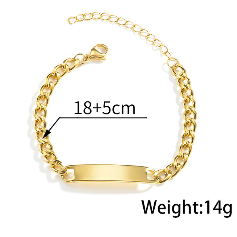 A Simple Men's And Women's Curved Sign Engraved Bracelet With DIY Letters