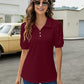 Polo Shirt Button Down Neck Puff Sleeve Loose T Shirt Shirt