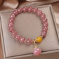 Natural Strawberry Quartz Beaded Bracelet Cute