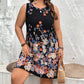 Women's Fashion Color Contrast Patchwork Skirt Plant Print Short Sleeve Dress