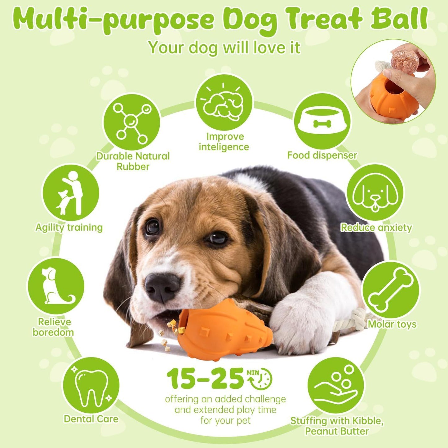 Stuffable Dog Toy Fetch Chew Toy For Dogs Interactive Dog Toys For Treat Dispensing Dog Toys To Keep Them Busy Durable Natural Rubber Dog Toy For Small Medium Breed