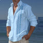 Fashion Print Long Sleeve Shirt Men Casual Loose Button Lapel Tops Seaside Cool Beach Shirt