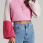 Contrast Mock Neck Long Sleeve Sweater