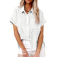 Women's Casual Cotton Linen Short-Sleeve Shirt with Pockets