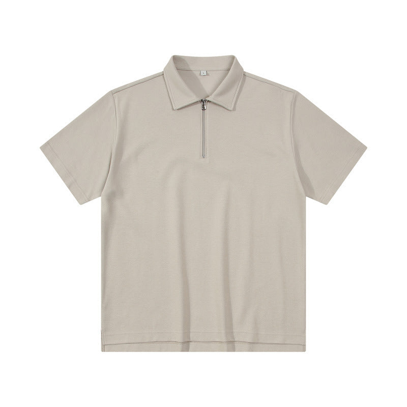 Half Zipper Short-sleeved T-shirt Men's Lapel Polo Shirt