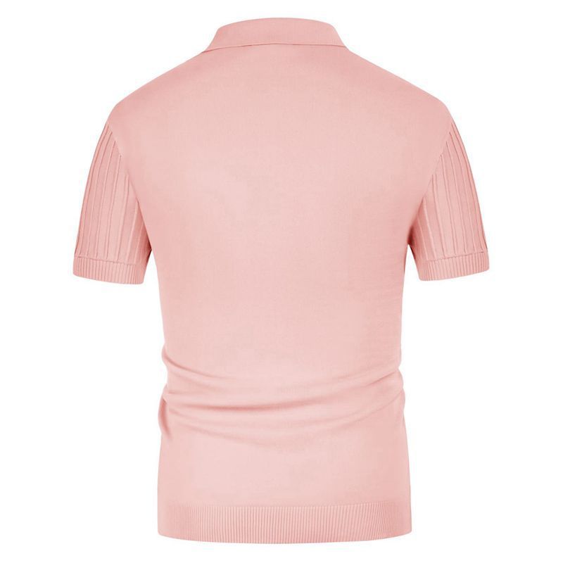 Men's Summer Candy Color Short Sleeve Business Polo Knitwear T-shirt