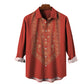 Fashion Print Long Sleeve Shirt Men Casual Loose Button Lapel Tops Seaside Cool Beach Shirt