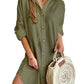 Autumn Leisure Long Sleeve Lapel Button Shirt Dress Womens Clothing