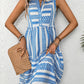 Perfee Frill Printed Notched Sleeveless Dress