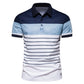 Summer New European And American Men's Fashion Striped Stitching Contrast Color Short Sleeve Lapel T-shirt Polo Shirt Men