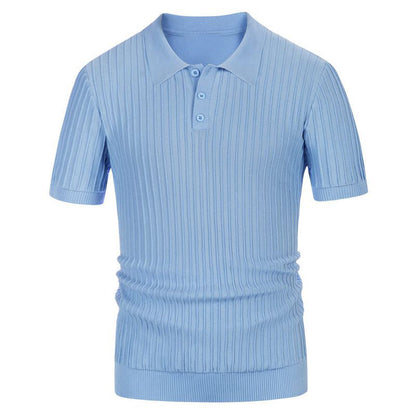 Men's Summer Candy Color Short Sleeve Business Polo Knitwear T-shirt