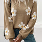 Perfee Floral Dropped Shoulder Sweater