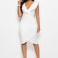 Ruched Ruffled Cap Sleeve Dress