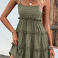 Shiny Frill Spaghetti Strap Tiered Dress