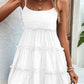 Shiny Frill Spaghetti Strap Tiered Dress
