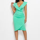 Ruched Ruffled Cap Sleeve Dress