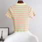 Polo Neck Striped Short Sleeve T-Shirt