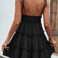 Shiny Frill Spaghetti Strap Tiered Dress