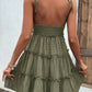 Shiny Frill Spaghetti Strap Tiered Dress