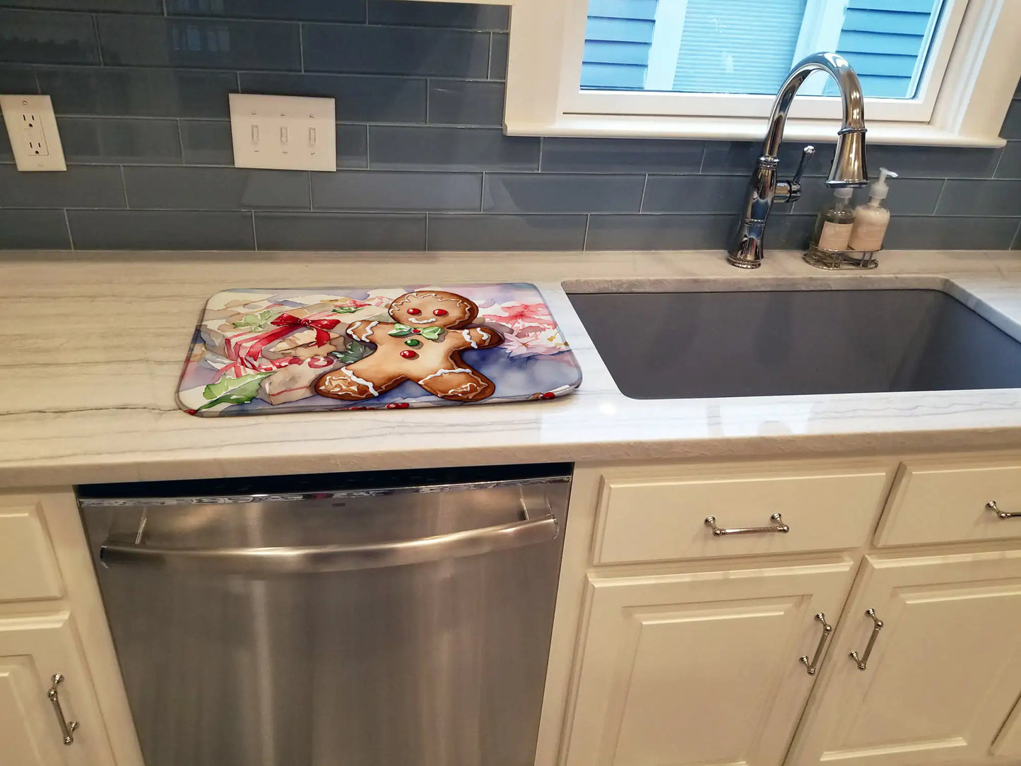 Christmas Gingerbread Men Dish Drying Mat