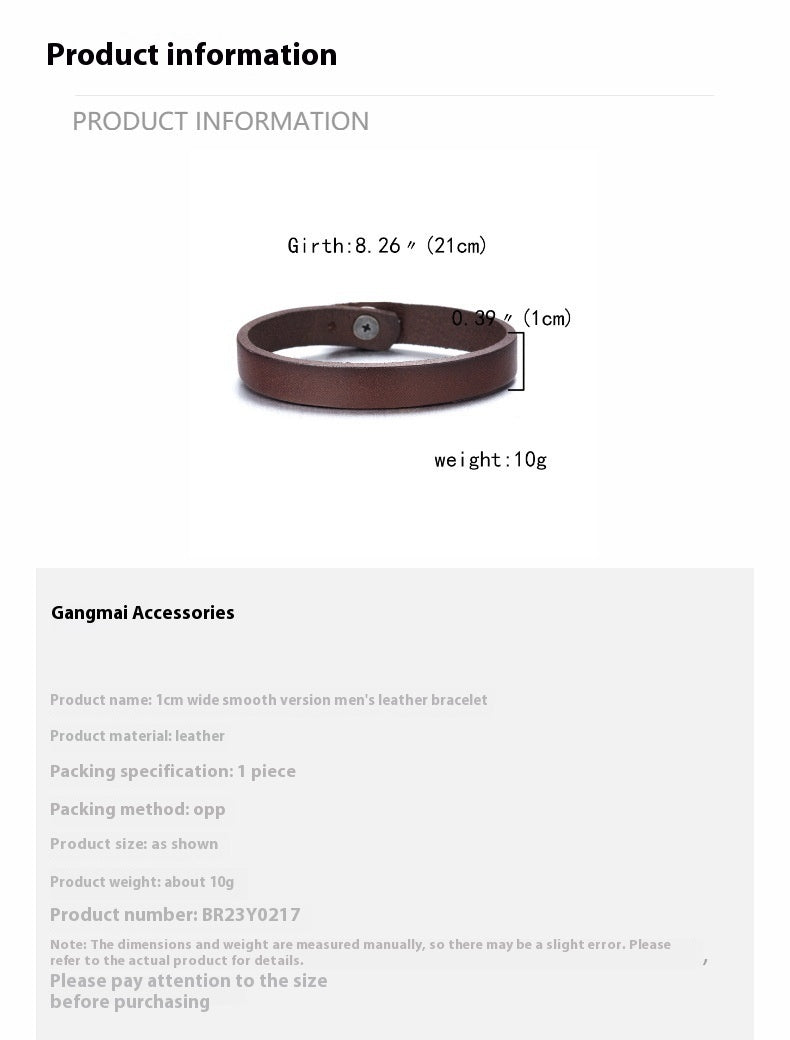 European And American Fashion Minimalist Men's Vintage Sparkling Style Leather Bracelet Unique Punk Style
