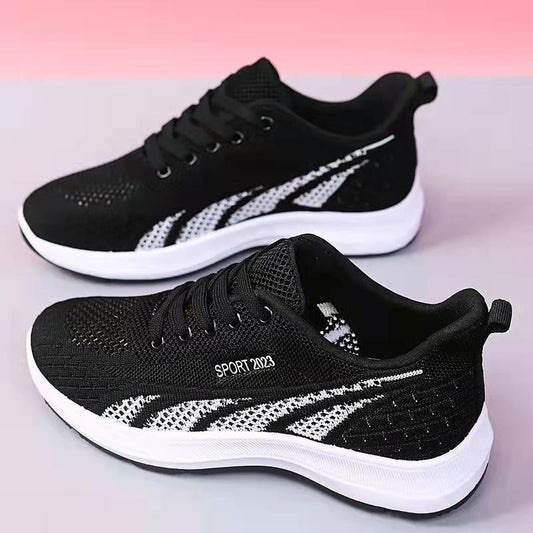 Flat Flying Woven Breathable Mesh Surface Sneaker Women's Casual Soft Bottom Shoes