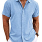Men's Solid Color Loose Linen Short-sleeved T-shirt