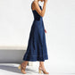 Cross Border Amazon Independent Station Sling Distressed Casual Style Button Denim Long Dress