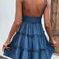 Shiny Frill Spaghetti Strap Tiered Dress