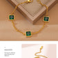 Niche Design Gold Square Emerald Zircon Titanium Steel Bracelet