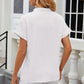 Notched Short Sleeve Blouse