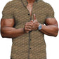 Rhombus Printed Short-sleeved Gentleman Shirt
